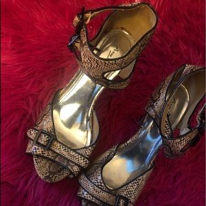 Anne Michelle Faux Snakeskin Heels